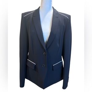 Basler Women's Dark Blue Blazer Two Button Closure Silver beaded Details